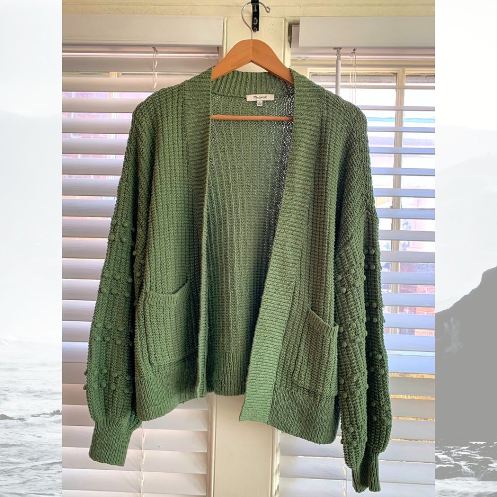 Madewell Bobble Cardigan Sweater, Green